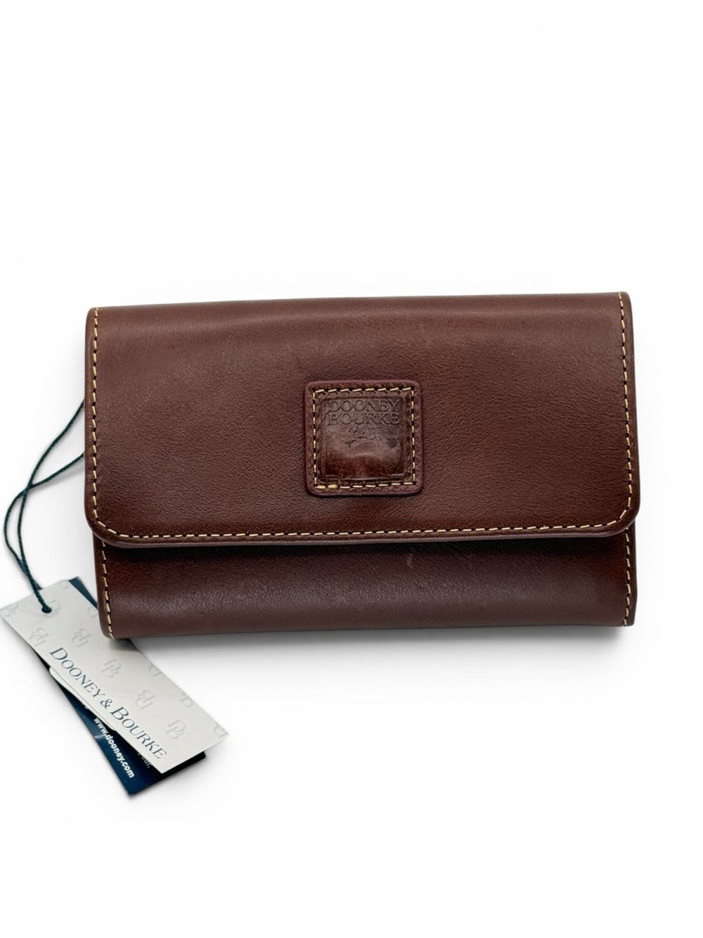 Dooney & Bourke Brown Chestnut Florentine Flap Leather Clutch Trifold Wallet